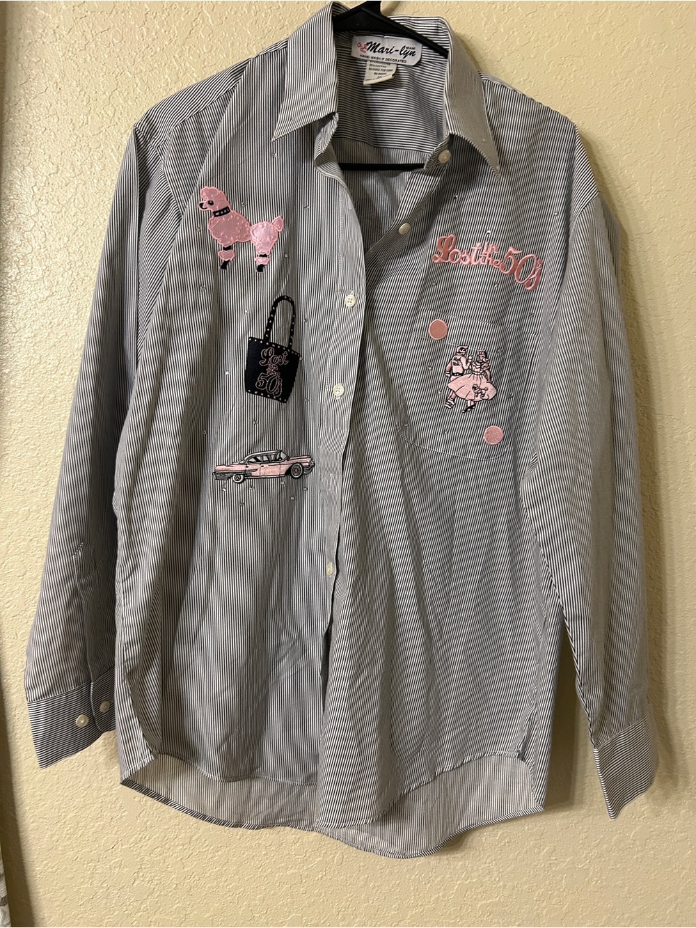 Vintage 90s Mari-Lyn Miami "Lost in the 50's" Pinstripe Shirt - Medium-L104